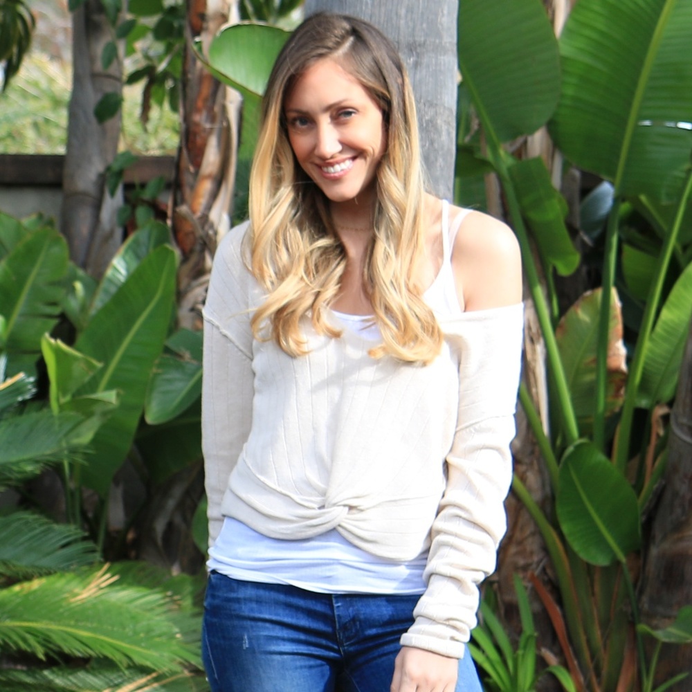 Free People Cream Scoop Lightweight Sweater